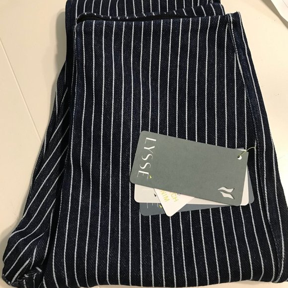 Lysse - Denim Cuffed Crop pant - Blue & White Stripe - Picture 3 of 4